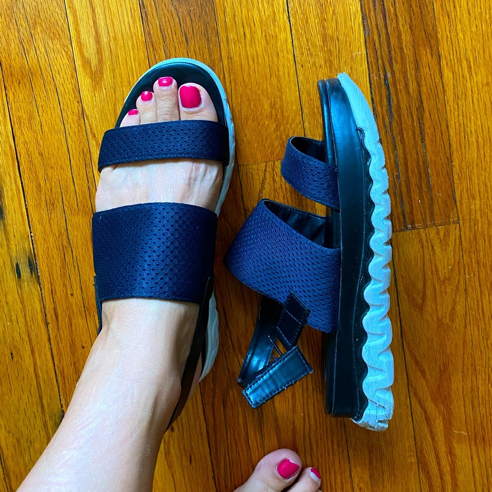 Navy mesh sandals